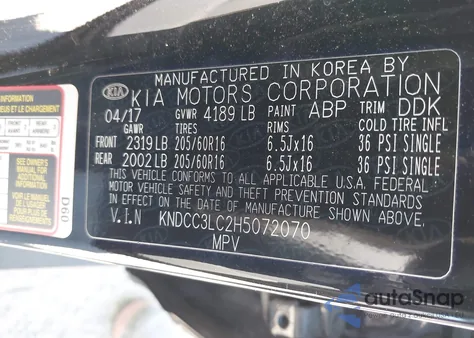 2017 Kia Niro Ex z USA, uszkodzony, nr VIN KNDCC3LC2H5072070